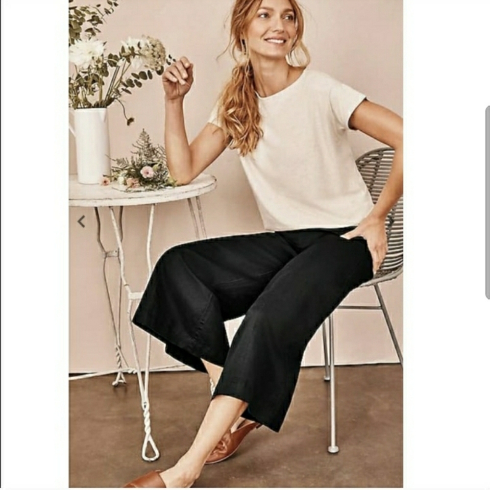 J. Jill Wide Leg Crop Black Linen Pants